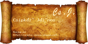 Csipkó János névjegykártya
